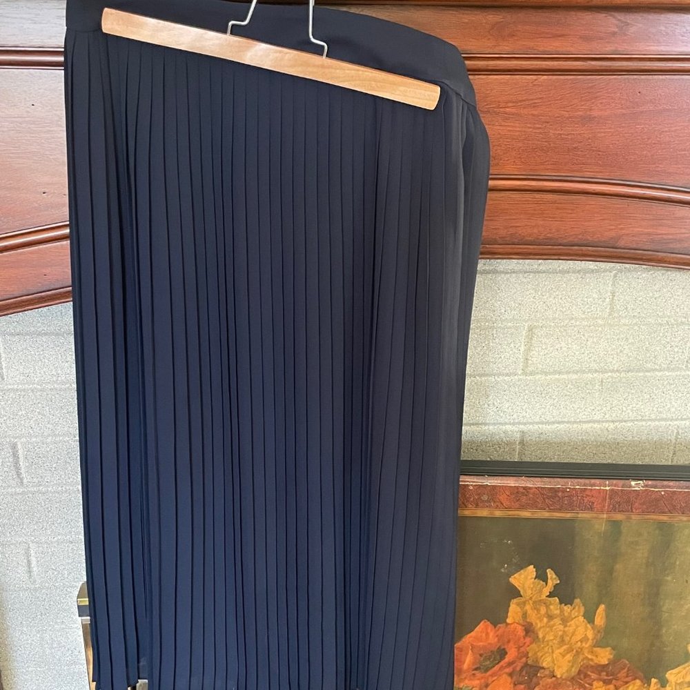 JCrew Factory Navy Pleated Midi Skirt